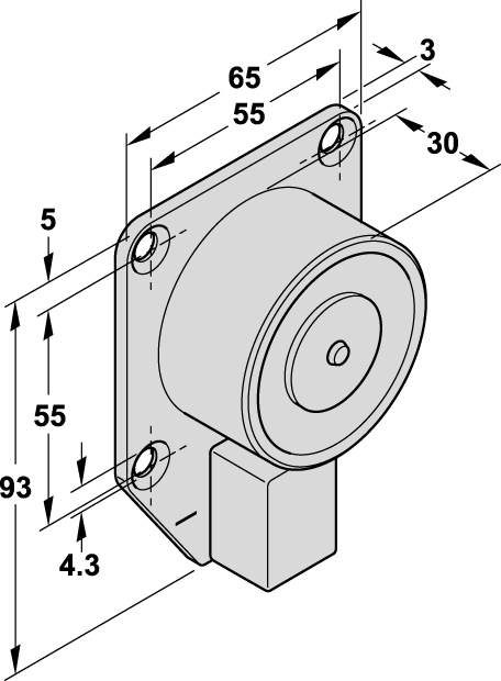 GEZE Türhaftmagnet Wandmontage 30 mm mit Grundplatte, Haltekraft 490 N - Detail 1