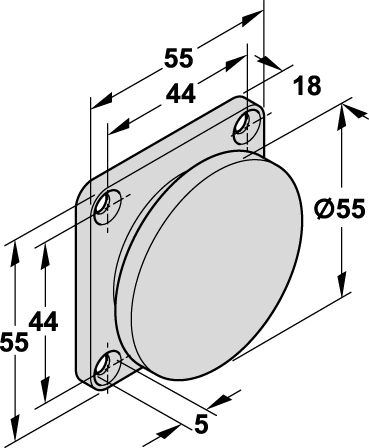GEZE Haftgegenplatte Ø 55 mm mit Federung auf Montageplatte - Detail 1