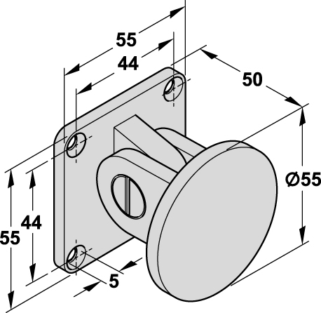 GEZE Haftgegenplatte Ø 55 mm mit Federung und zusätzlicher Justierung, auf Montageplatte - Detail 1
