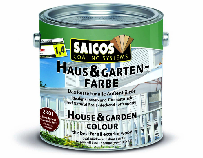 Saicos Haus-& Garten-Farbe Schwedenrot deckend 2301 Gebinde 2,50ltr. - Detail 1