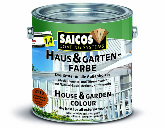 Saicos Haus-& Garten-Farbe Fichtengelb deckend 2110 Gebinde 2,50ltr. - Detail 1